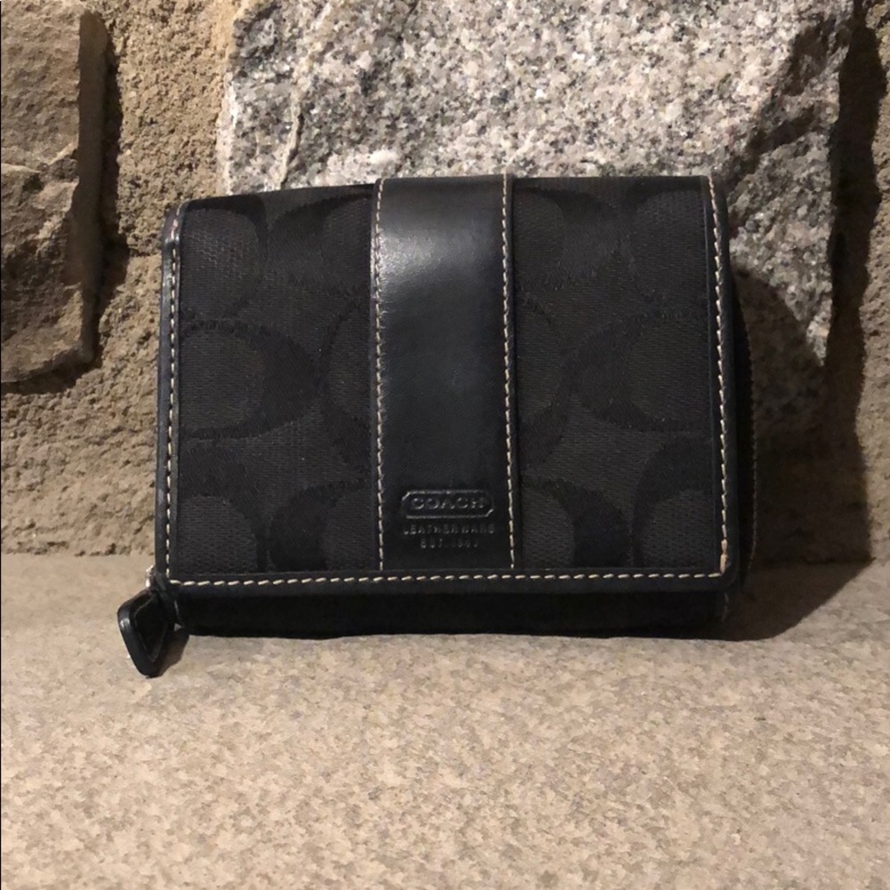 Coach Bifold Black Monogram Wallet
